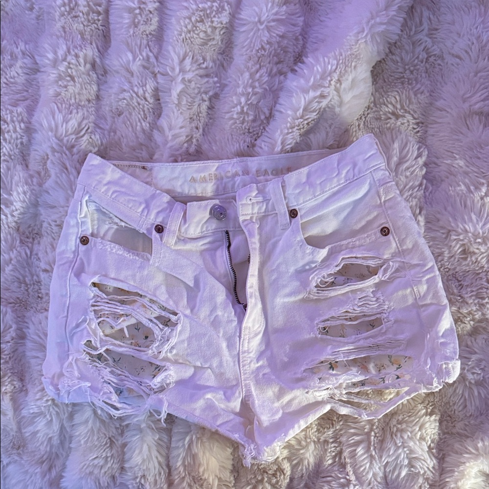 American Eagle Outfitters Distressed White Jean Shorts
